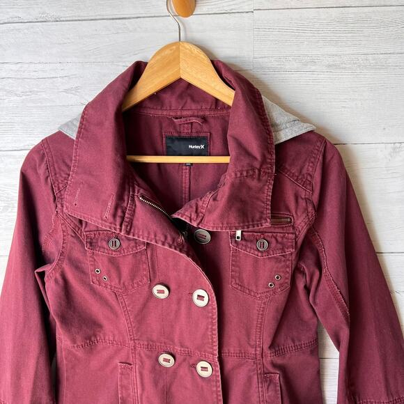 Hurley Jacket Womens Size Small Burgundy Winchester Woven Full Zip with Hood - Picture 7 of 16